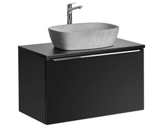 Badezimmer Waschplatz NOIRETTE 80cm | Aufsatzbecken grau | mattschwarz