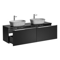 Badezimmer Doppel-Waschplatz NOIRETTE 160cm | Aufsatz g | sc
