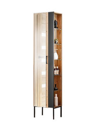 Badezimmer SET 4-tlg. MADERA 80cm | Waschplatz, 2x Hoch- & Spiegelschrank | graphitgrau-eiche