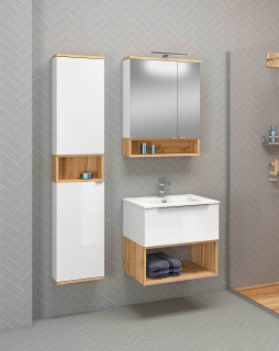 Badezimmer Set 3-teilig Woodham 60cm | zweifarbig | eiche-weiß
