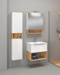 Badezimmer Set 2-teilig Woodham 60cm | zweifarbig | eiche-schwarz