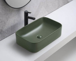 Badezimmer Waschplatz VITTAVLA 180cm I Aufsatzbecken grün | matt-weiß