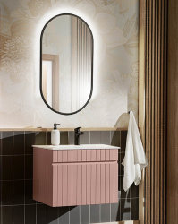 Badezimmer ROSINA 60cm Set 2tlg. | mit Keramik Einbaubecken | rosé-weiß