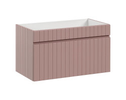Badezimmer ROSINA 80cm Set 2tlg. | mit marmoriertem Aufsatzbecken | rosé-weiß