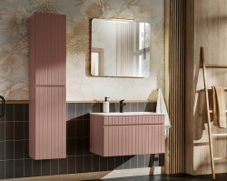 Badezimmer ROSINA 80cm Set 2tlg. | mit Keramik Einbaubecken | rosé-weiß
