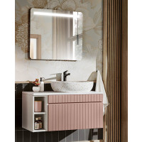 Badezimmer ROSINA 100cm Set 2-tlg. | Becken + Regal | rosé-weiß