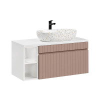 Badezimmer ROSINA 100cm Set 2-tlg. | Becken + Regal | rosé-weiß