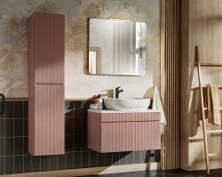 Badezimmer ROSINA 180cm Set 4tlg. | mit marmoriertem Aufsatzbecken | rosé-weiß