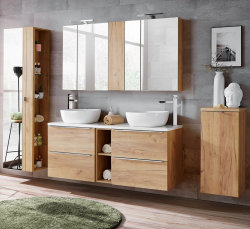 Badezimmer Waschplatz CAPRI 80cm | Oak zum Unterbau | goldeiche