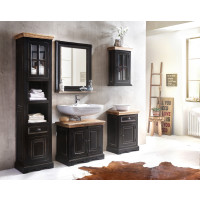 Badezimmer Hochschrank PIRIO 190cm | Türen & Schubfach | black-honey