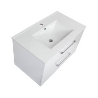 Badset KUBOA 2-teilig 80cm | Waschtisch Einbaubecken | wei&s