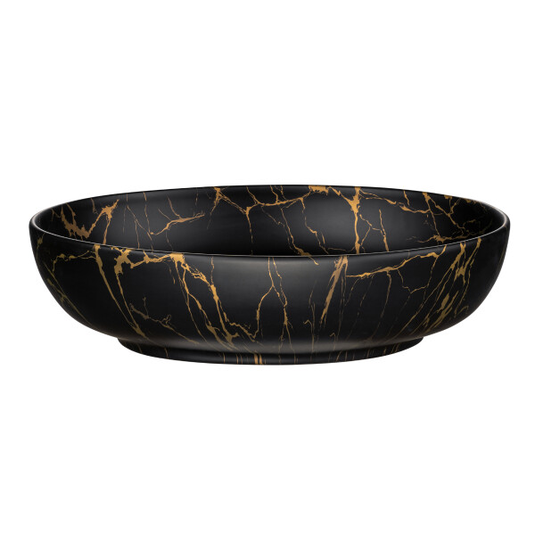 oval, schwarz-gold marmoriert